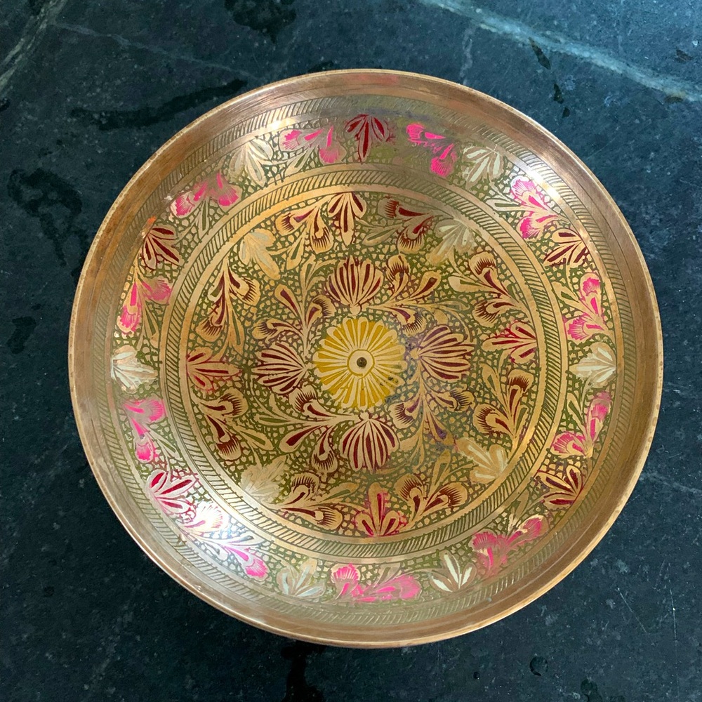 VINTAGE |  Brass Meenakari Decorative Bowl